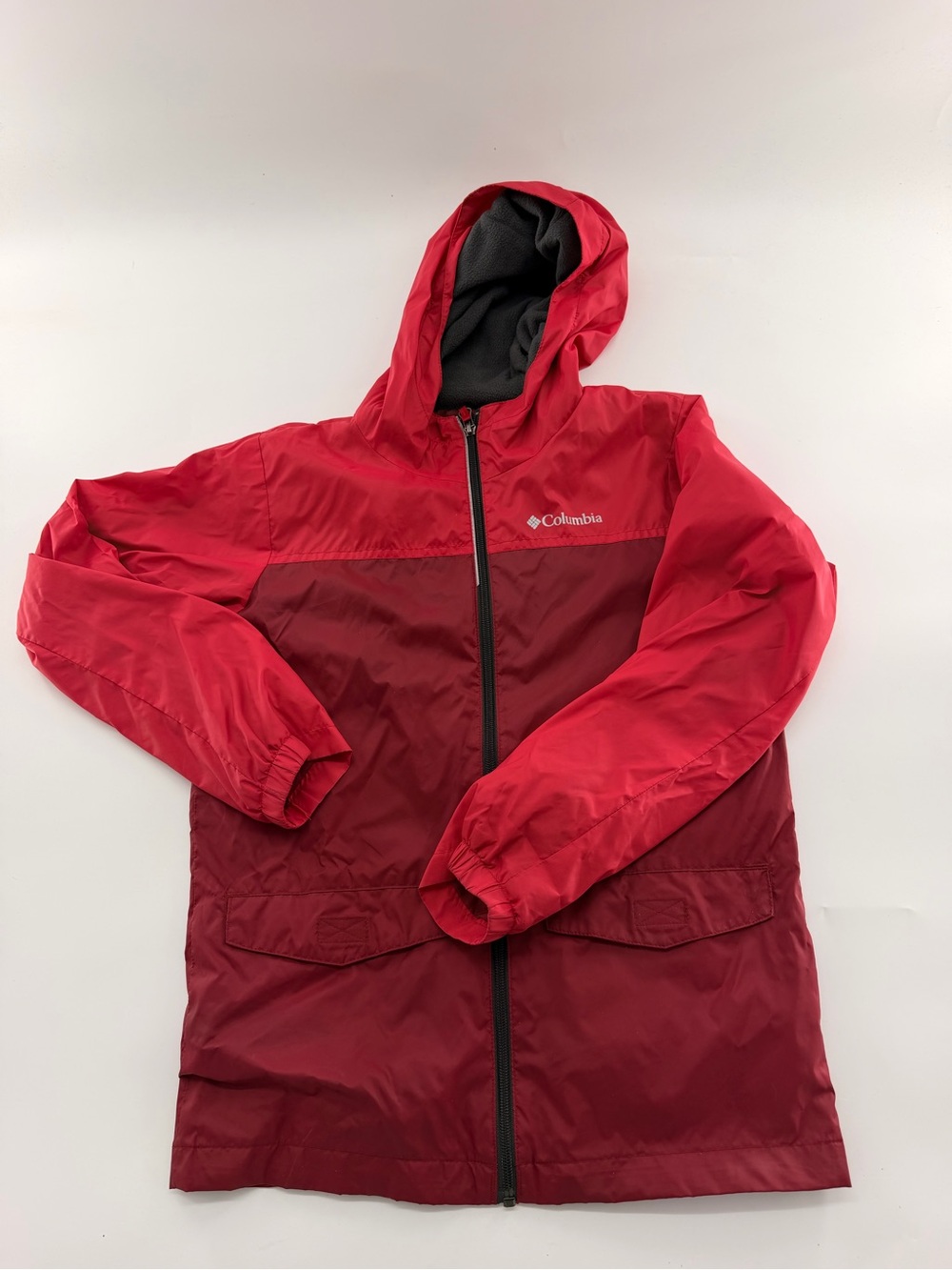 Columbia Boys Rain Zilla Rain Resistant Rain Jacket Res Burgundy Lightweight Kid